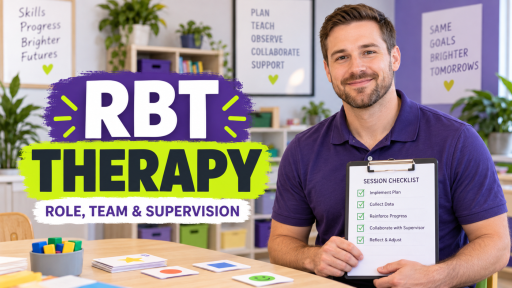 White man reviewing an RBT therapy team checklist