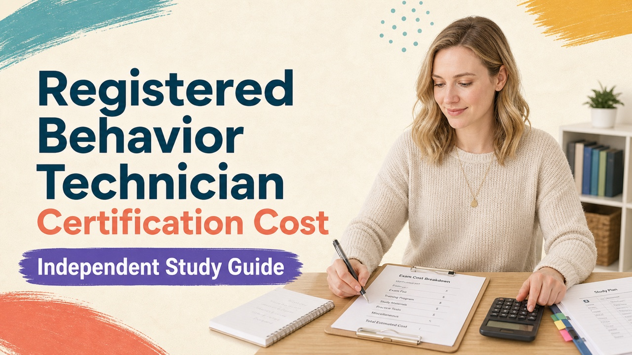 registered behavior technician certification cost study guide with white adult RBT candidate