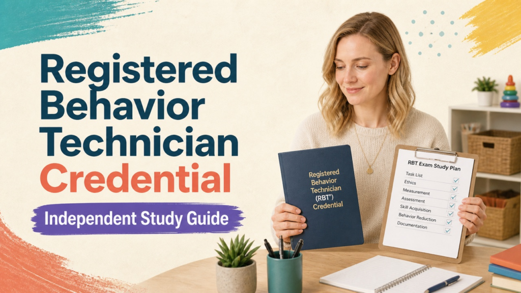 registered behavior technician credential study guide with white adult RBT candidate