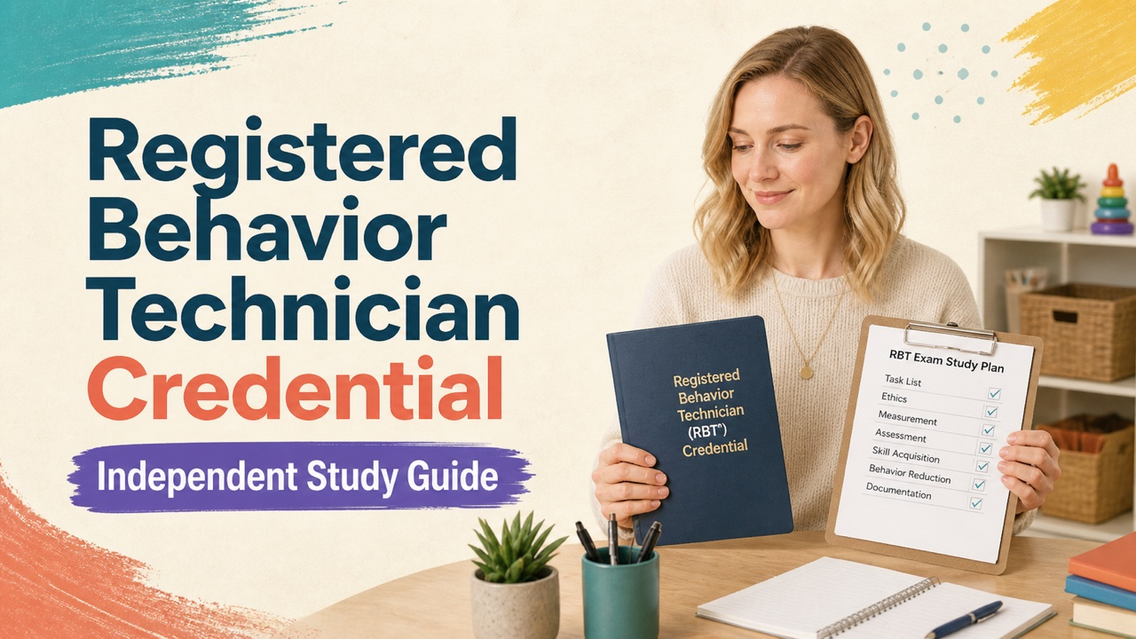 registered behavior technician credential study guide with white adult RBT candidate