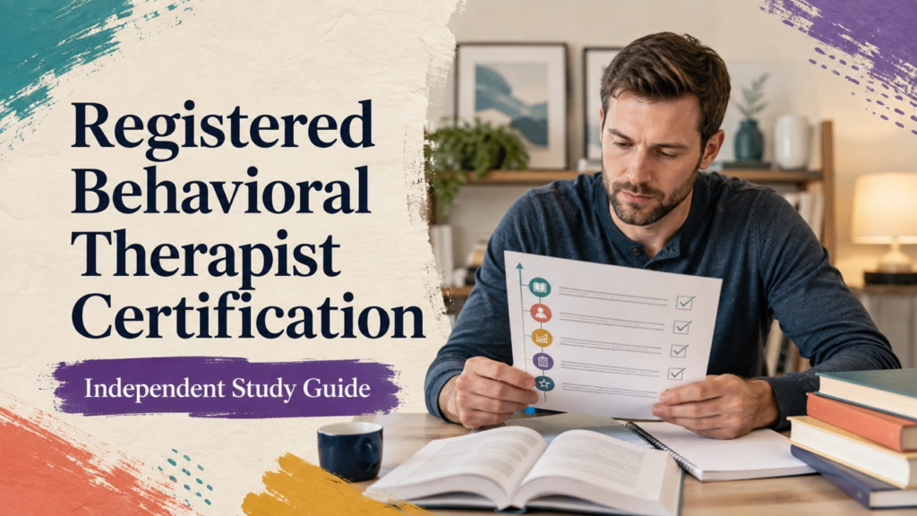 registered behavioral therapist certification study guide with white adult RBT candidate