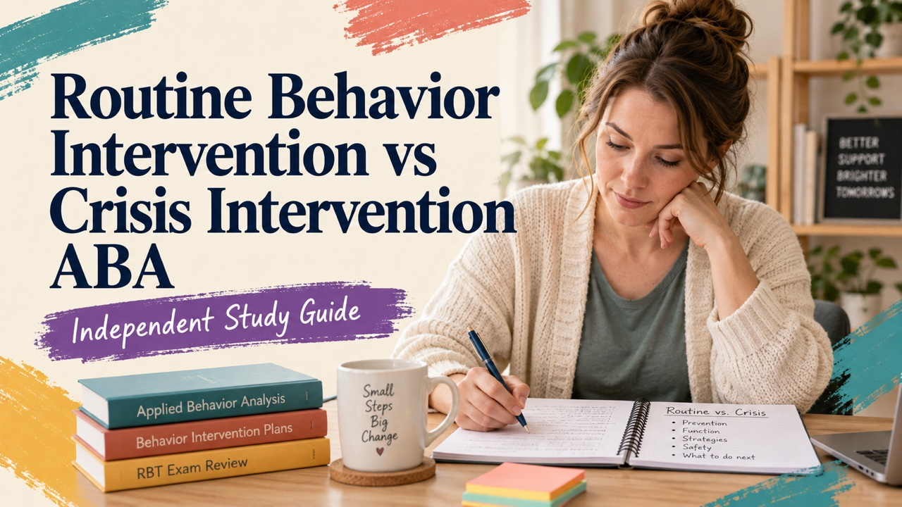 routine behavior intervention vs crisis intervention aba study guide with white adult RBT candidate