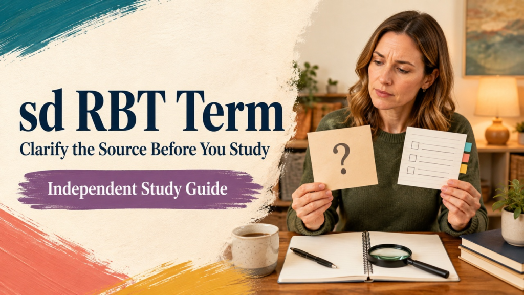 sd rbt term cover with a white adult learner checking an ambiguous study label against source notes