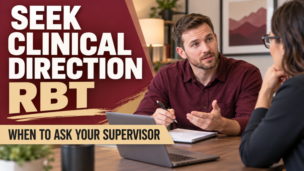 seek clinical direction rbt - White adult male RBT asking a supervisor for clinical direction
