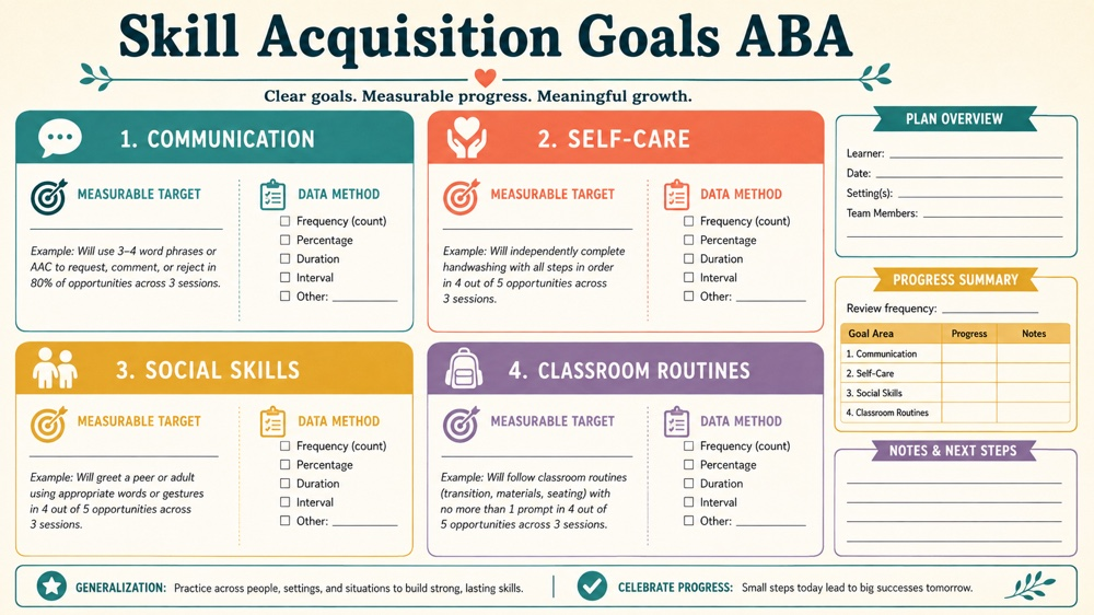 skill acquisition goals aba RBT study checklist