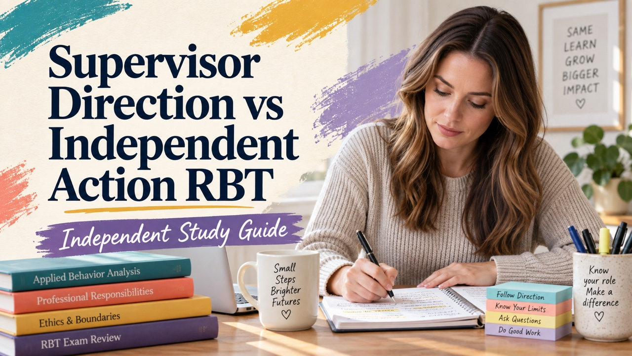 supervisor direction vs independent action rbt study guide with white adult RBT candidate