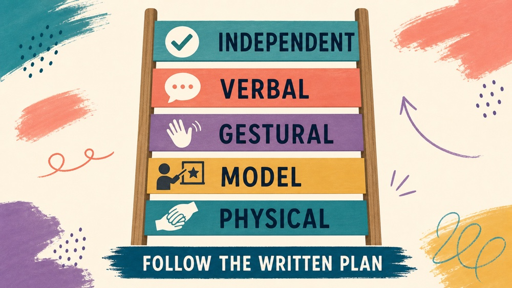 verbal prompt hierarchy aba: prompt levels and fading workflow