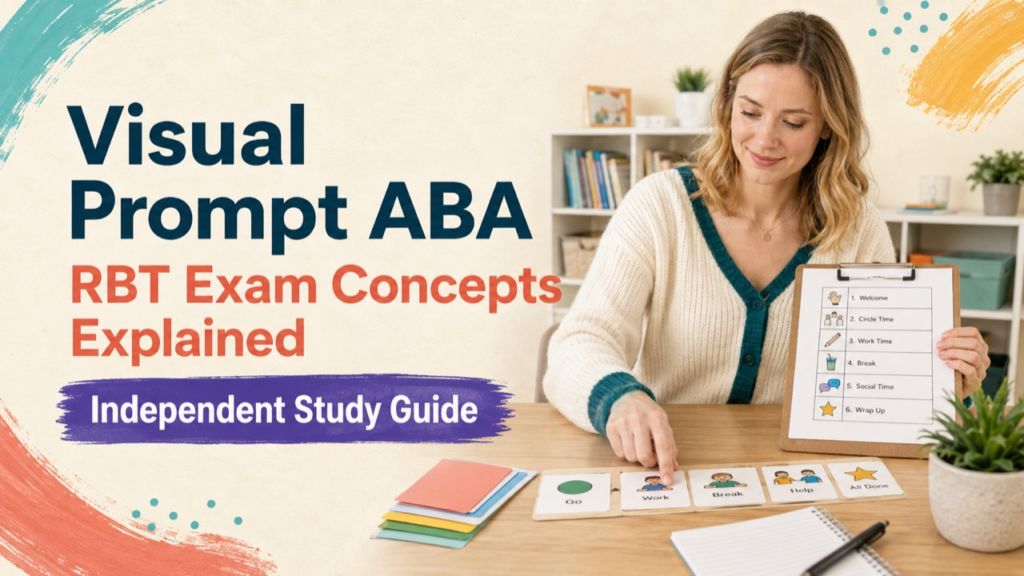 visual prompt aba study guide with white adult RBT candidate