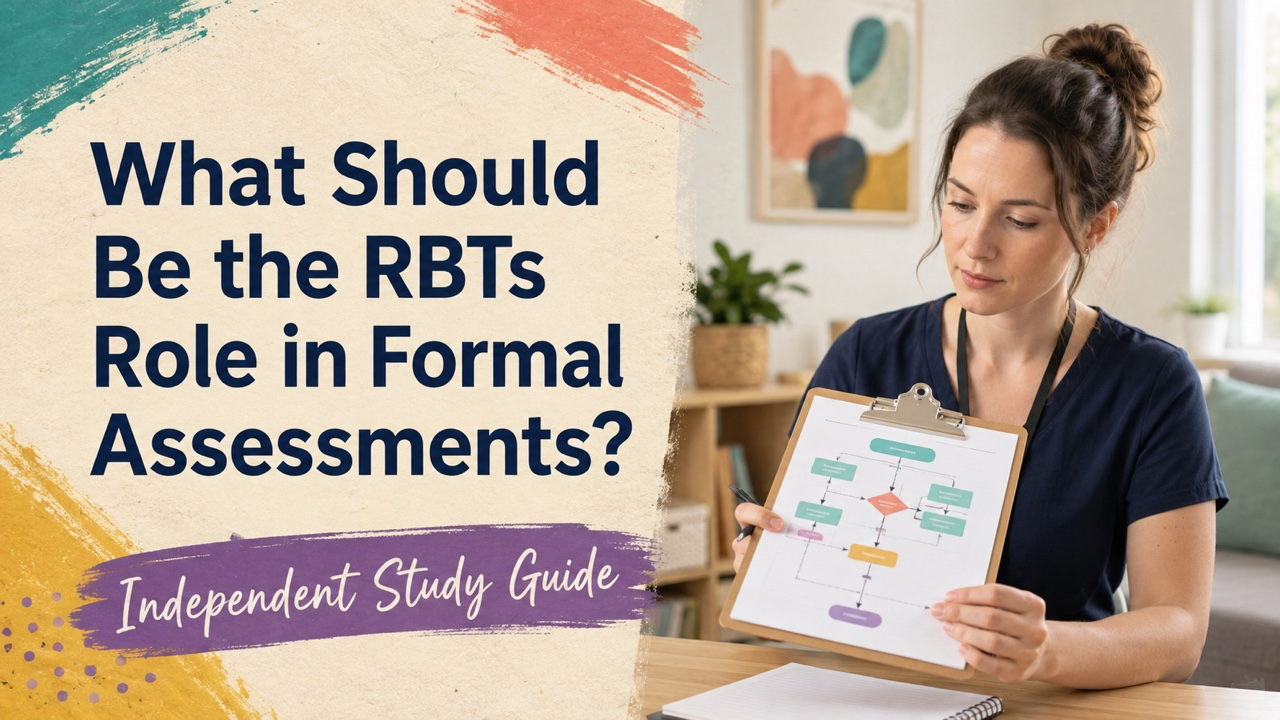 what should be the rbts role in formal assessments cover with a white adult technician checking an assessment workflow