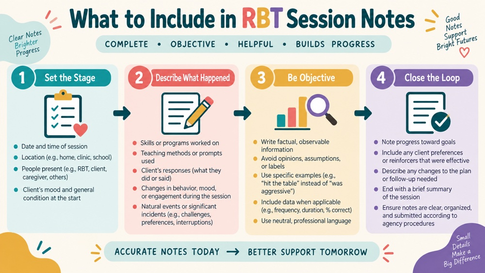 what to include in rbt session notes concept sequence for RBT study