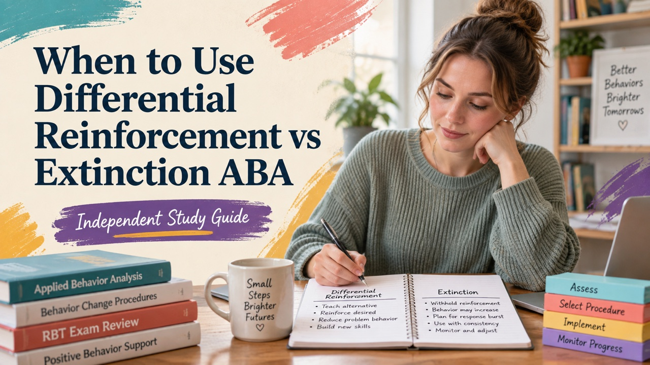 when to use differential reinforcement vs extinction aba study guide with white adult RBT candidate