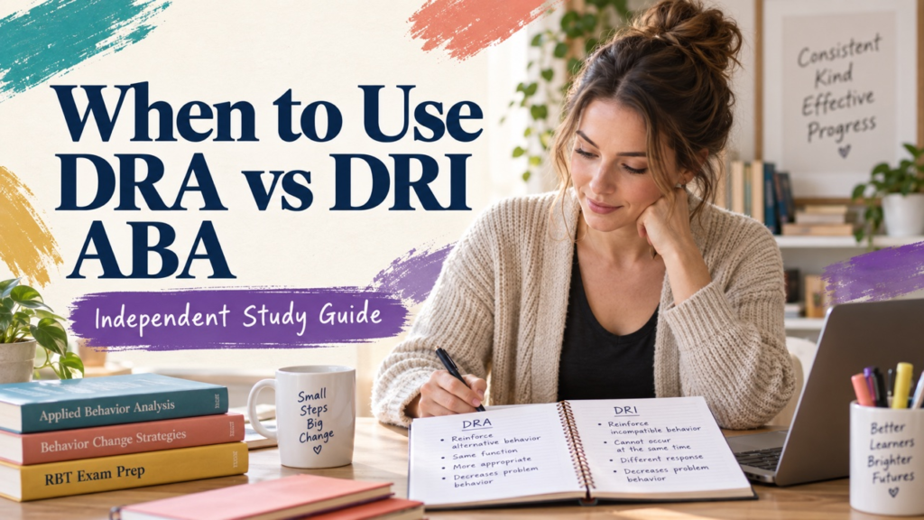 when to use dra vs dri aba study guide with white adult RBT candidate