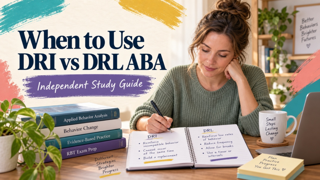 when to use dri vs drl aba study guide with white adult RBT candidate