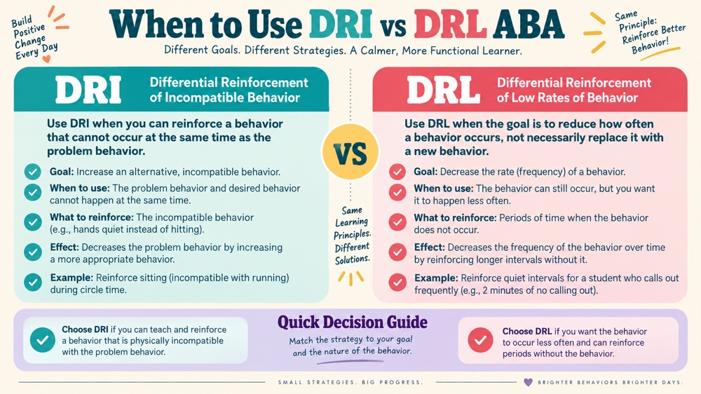 when to use dri vs drl aba RBT study checklist