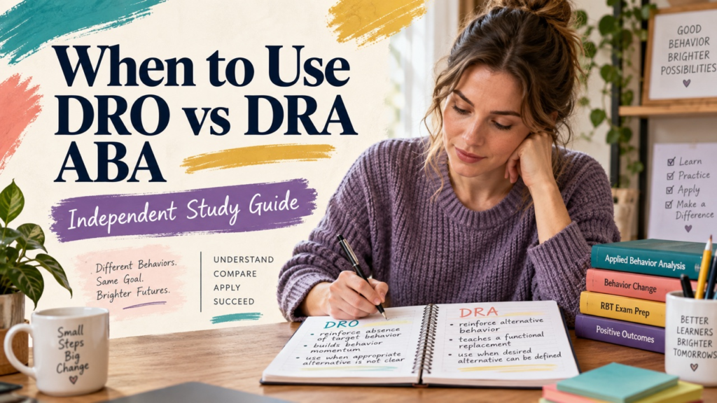 when to use dro vs dra aba study guide with white adult RBT candidate