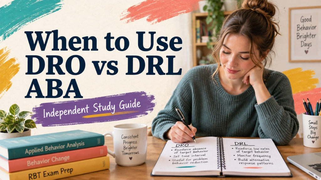 when to use dro vs drl aba study guide with white adult RBT candidate