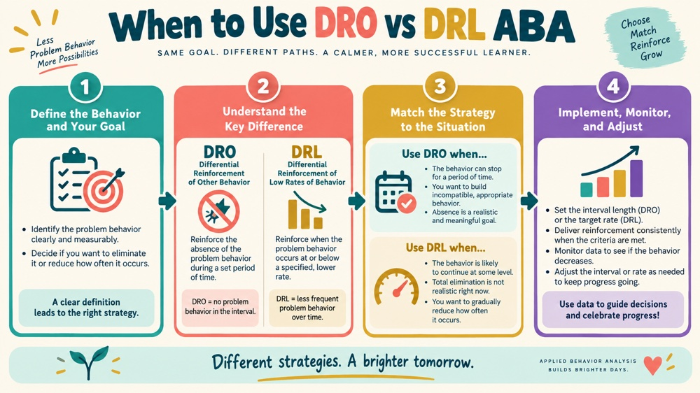when to use dro vs drl aba concept sequence for RBT study