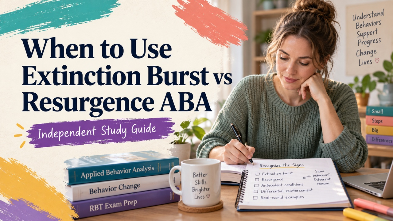 when to use extinction burst vs resurgence aba study guide with white adult RBT candidate