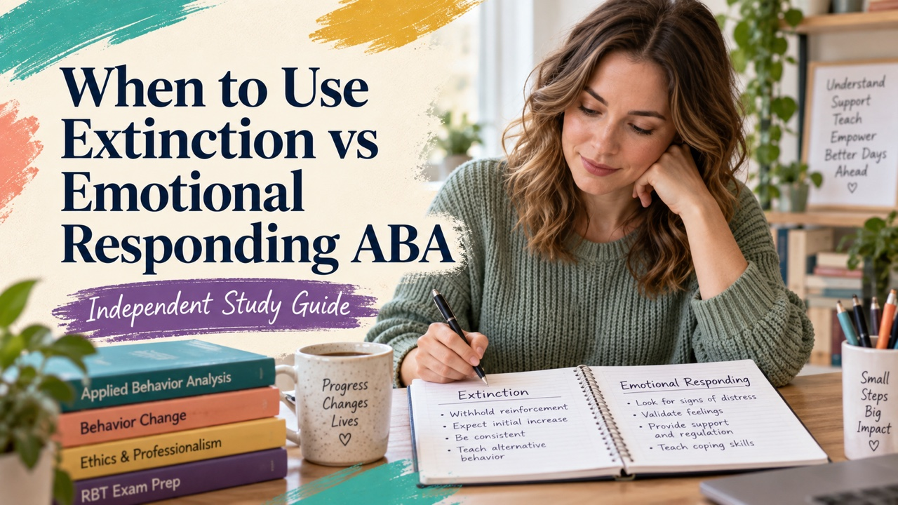 when to use extinction vs emotional responding aba study guide with white adult RBT candidate