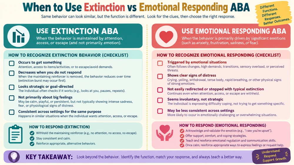 when to use extinction vs emotional responding aba RBT study checklist