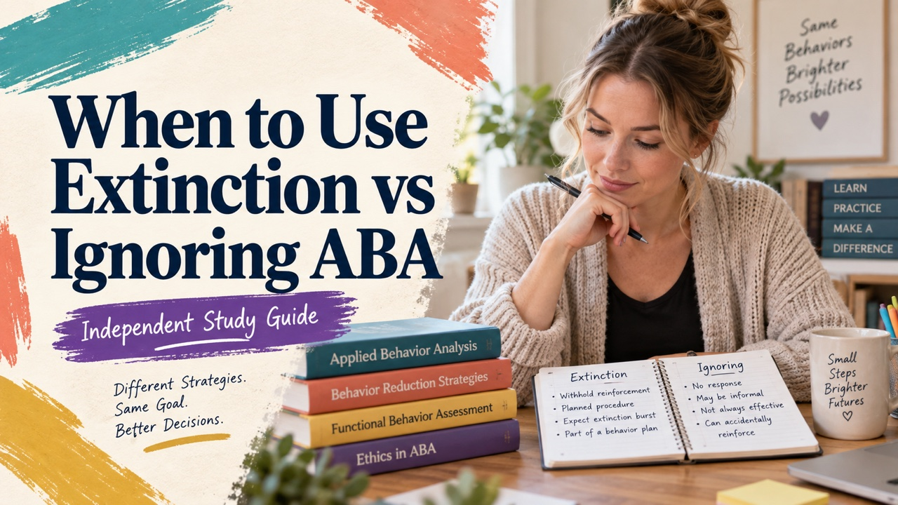 when to use extinction vs ignoring aba study guide with white adult RBT candidate