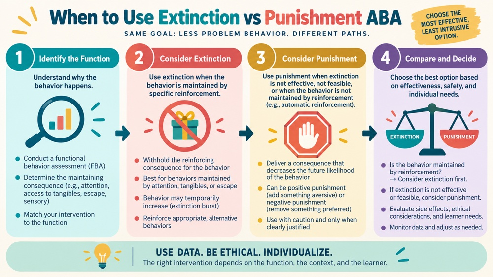 when to use extinction vs punishment aba concept sequence for RBT study