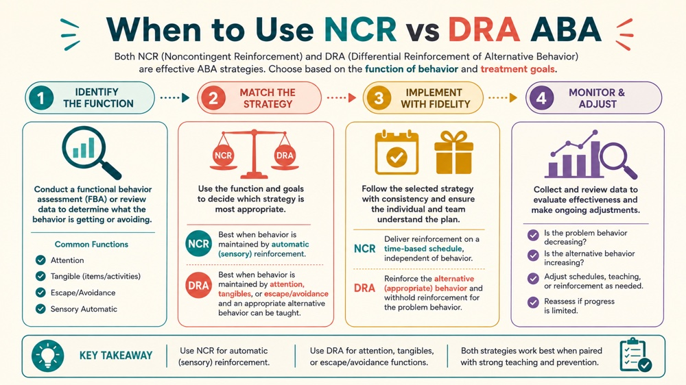 when to use ncr vs dra aba concept sequence for RBT study