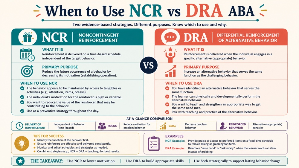 when to use ncr vs dra aba RBT study checklist
