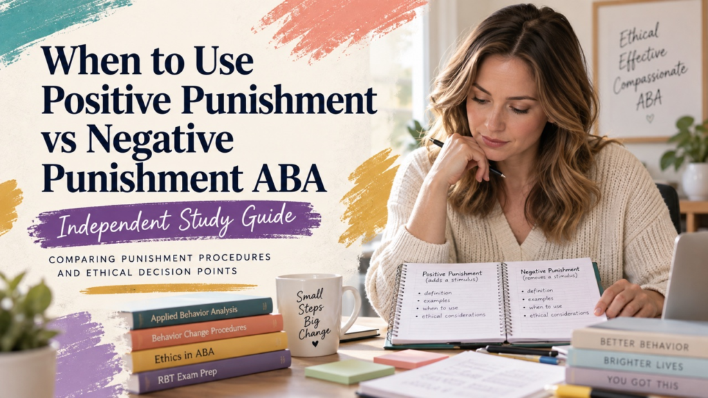 when to use positive punishment vs negative punishment aba study guide with white adult RBT candidate