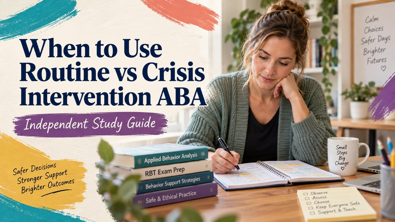 when to use routine behavior intervention vs crisis intervention aba study guide with white adult RBT candidate