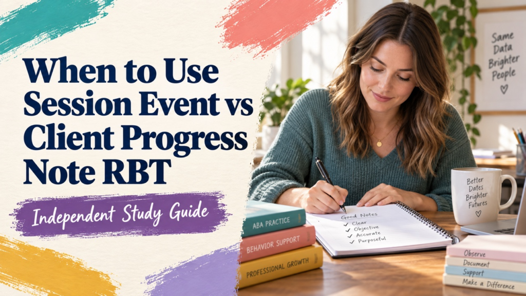 when to use session event vs client progress note rbt study guide with white adult RBT candidate