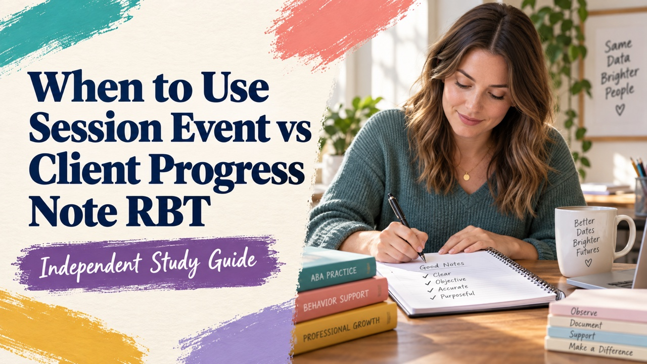 when to use session event vs client progress note rbt study guide with white adult RBT candidate