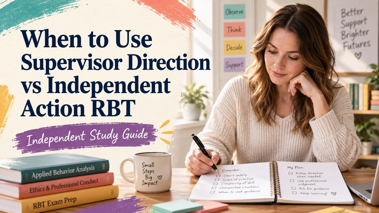 when to use supervisor direction vs independent action rbt study guide with white adult RBT candidate