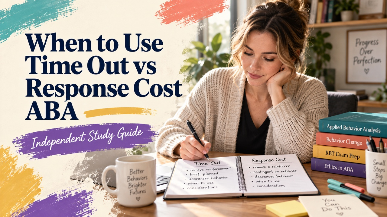 when to use time out vs response cost aba study guide with white adult RBT candidate