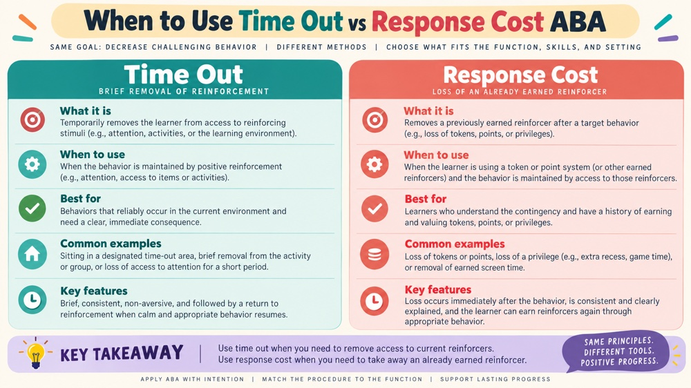 when to use time out vs response cost aba RBT study checklist