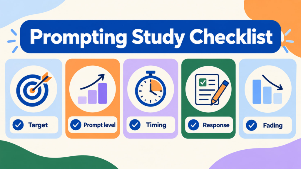 Types of Prompting in ABA cover showing a white adult woman and white adult man studying a prompting sequence beside an Apple