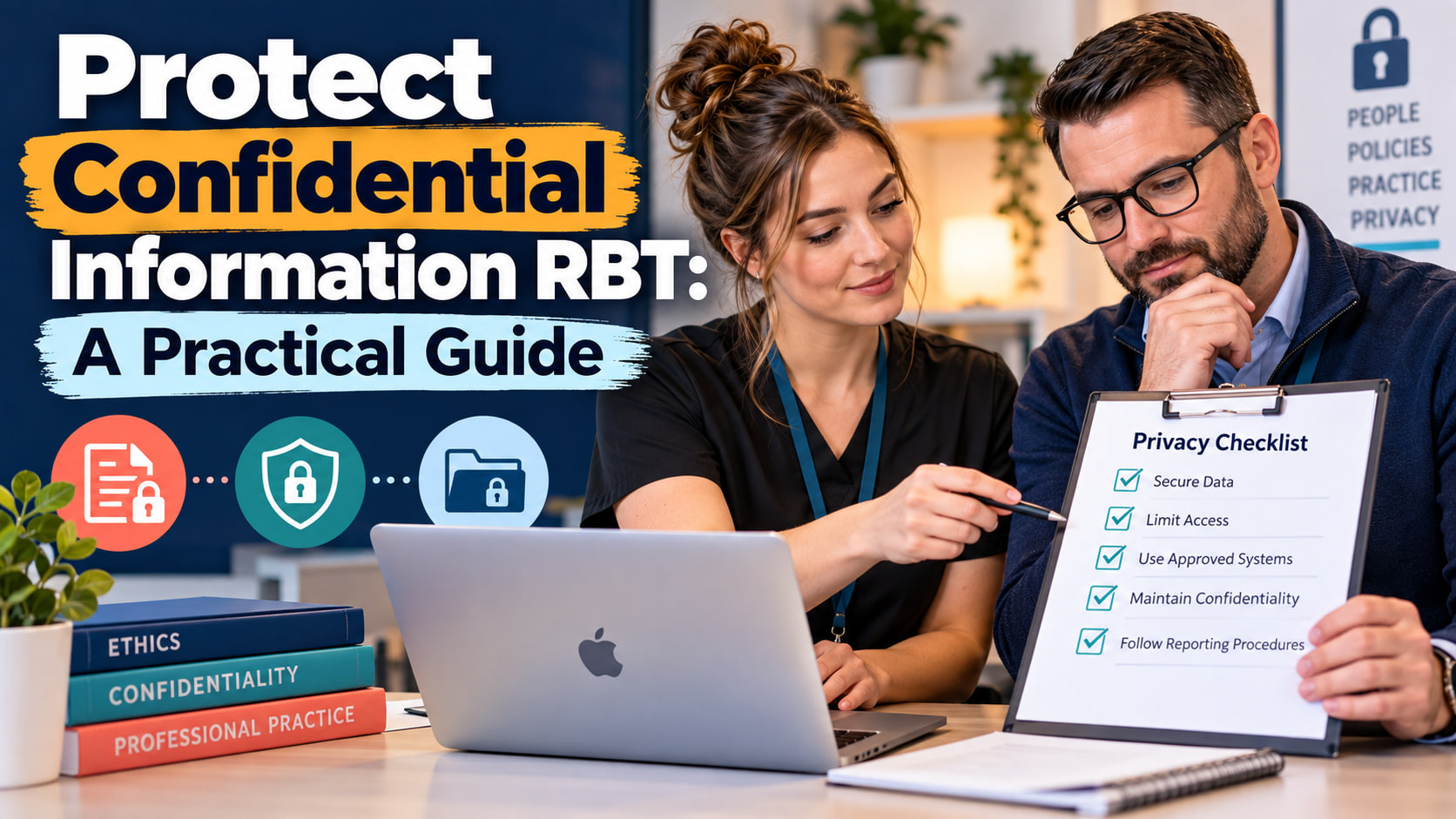 Protect confidential information RBT infographic showing need to know minimum necessary approved channel and secure record
