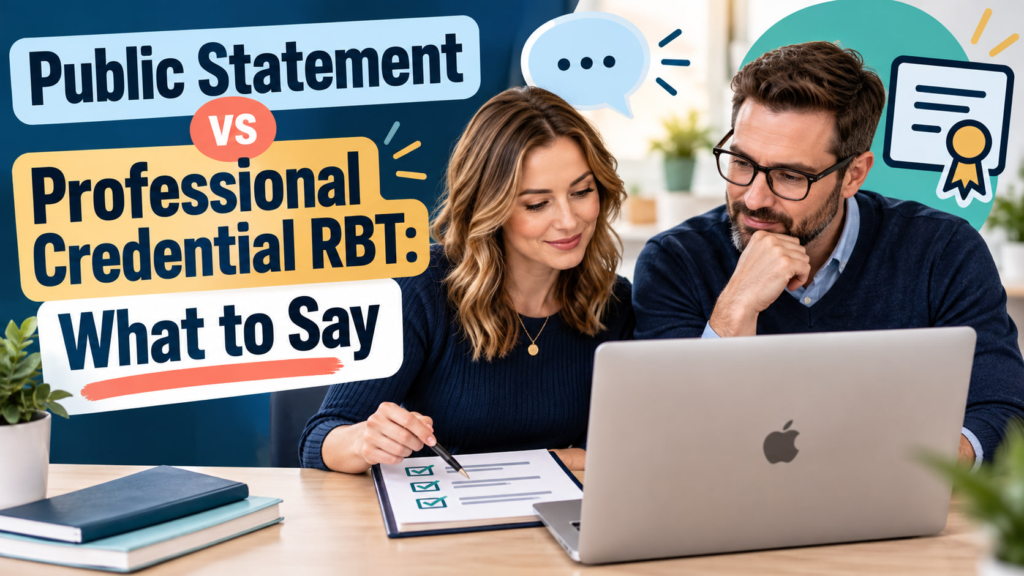 public statement vs professional credential rbt - Public statement versus professional credential RBT cover showing a white a