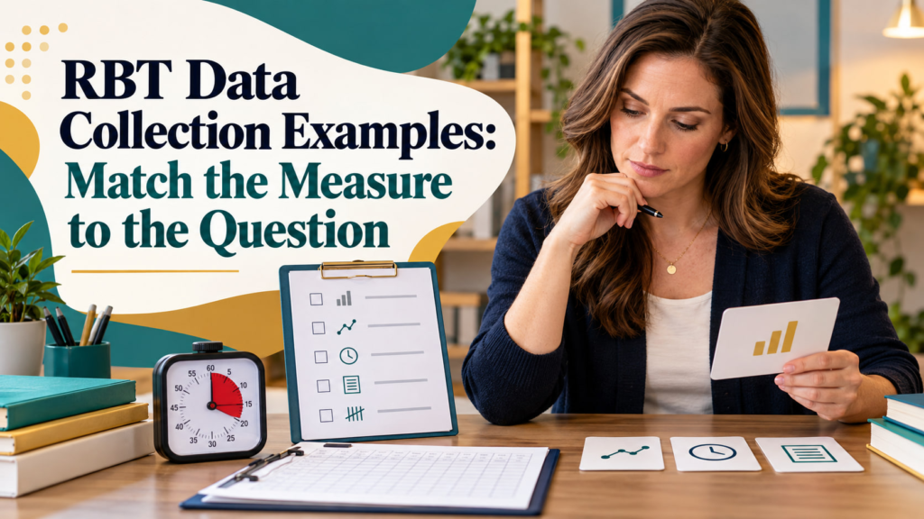 RBT data collection examples cover showing a white adult woman choosing a measurement procedure