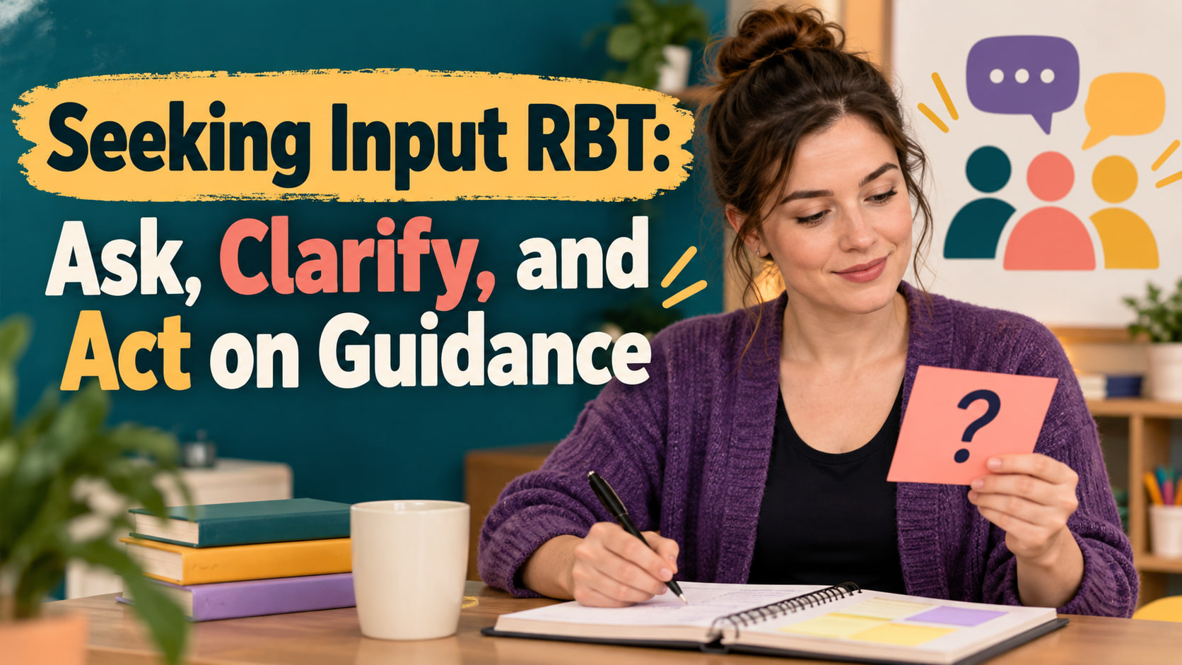 Seeking input RBT cover showing a white woman reviewing a question card and session notes