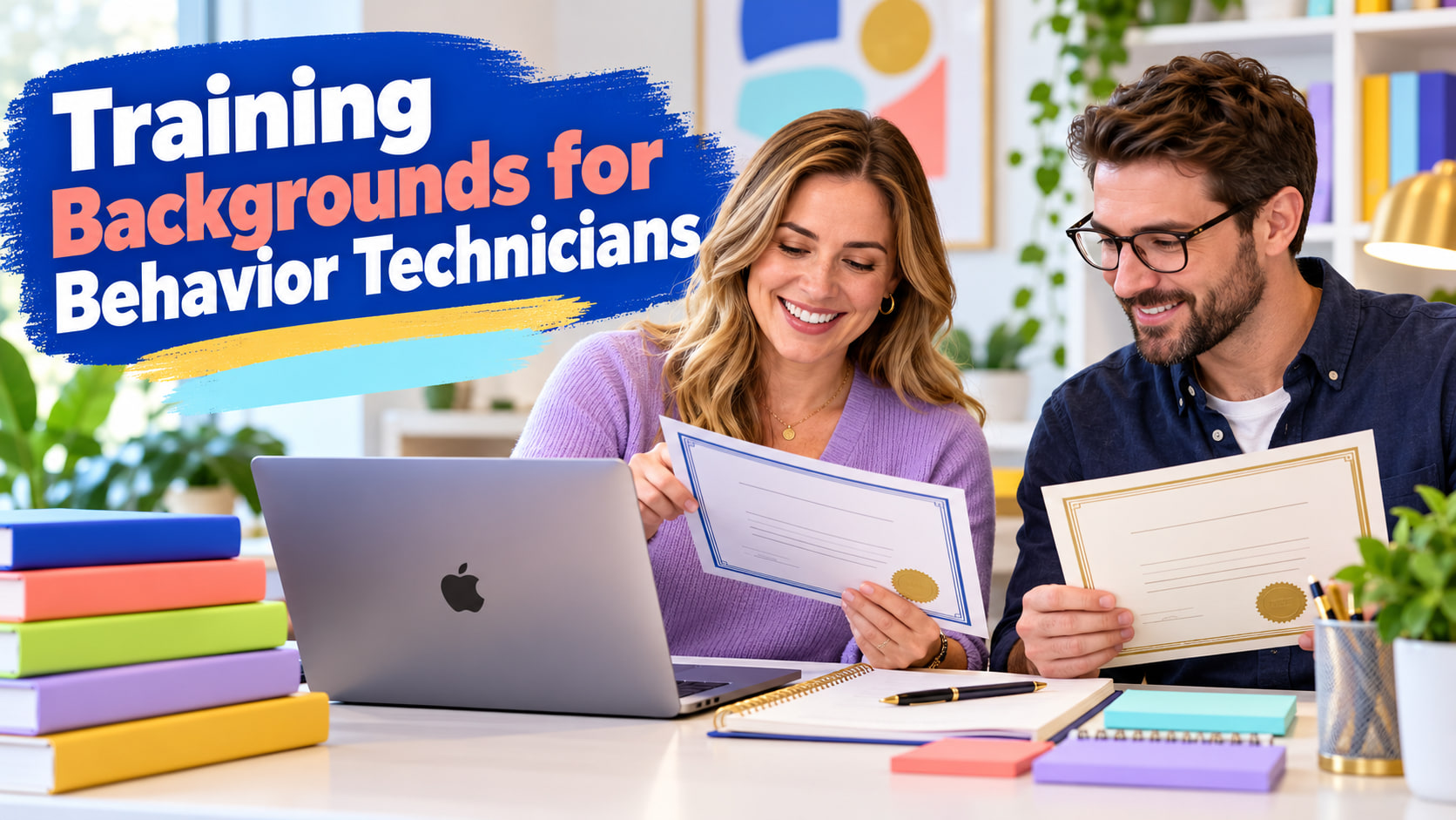 training backgrounds for behavior technicians - Training backgrounds cover showing a white adult woman and white adult man re